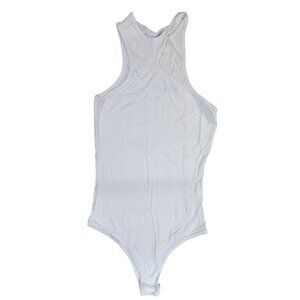 Bodysuit Racerback Sleeveless Tank White Ribbed Womens Medium New in Bag